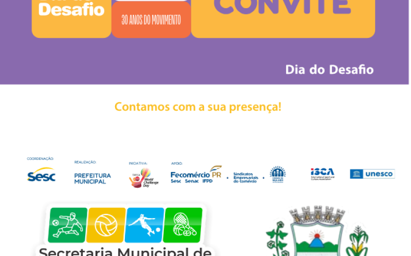 Vem ai o Dia do Desafio, dia 28 de maio participem com a gente