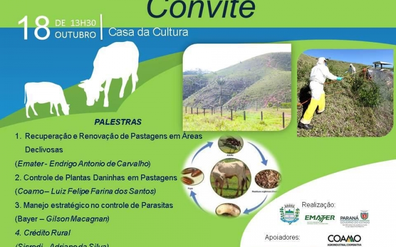 Dia 18 acontece palestras para produtores rurais em Altamira do Paraná